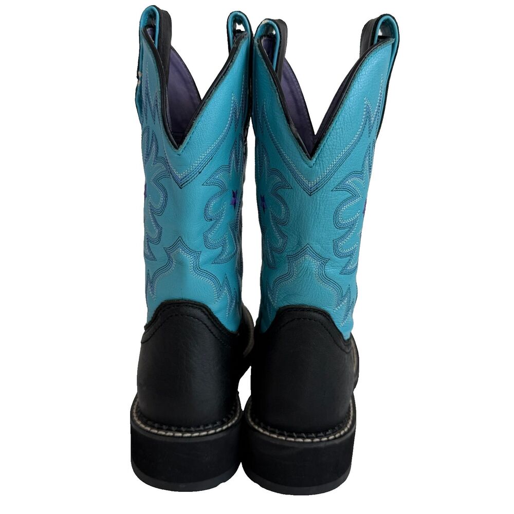 Ariat ProBaby Women’s Turquoise & Black Leather Western Cowboy Boots Size 6.5B - Picture 5 of 12